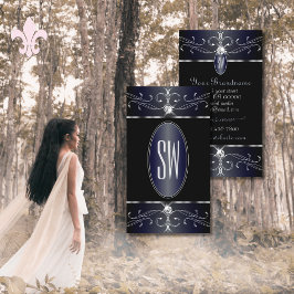 Exquisite Schwarz-Blau-Verzierte Ornamente Visitenkarte