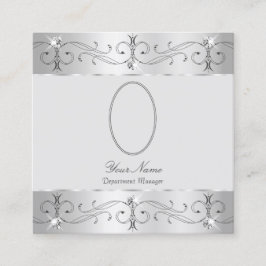 Exquisite Silbergrau Verzierte Ornamente Fotos hin Quadratische Visitenkarte
