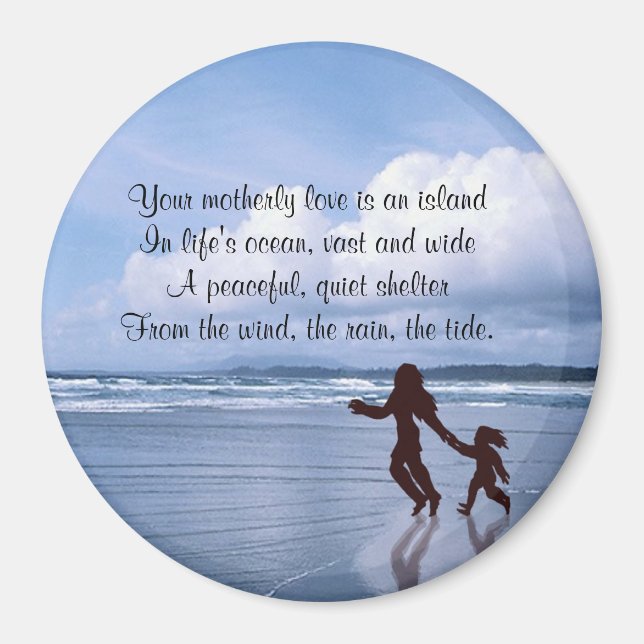 Exquisite Silhouette Mutter & Tochter am Strand Magnet (Vorne)