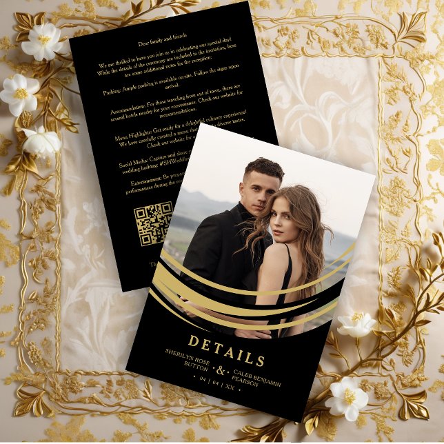 Exquisite Stylish Golden Abstract Geometric Shape Begleitkarte (Exquisite Stylish Faux Golden Abstract Geometric Shape Photo Wedding Enclosure Card. )