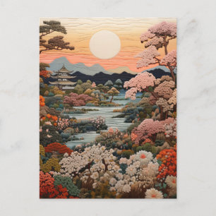 Exquisite traditionelle japanische Tapisserie Art: Postkarte