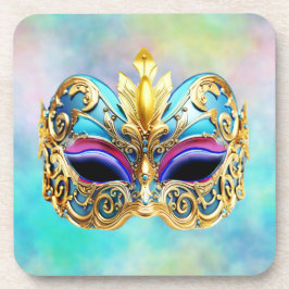 Exquisite venezianische Maske auf einem farbigen H Getränkeuntersetzer