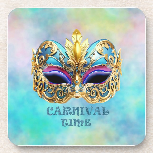 Exquisite venezianische Maske auf einem farbigen H Getränkeuntersetzer (Vorderseite)