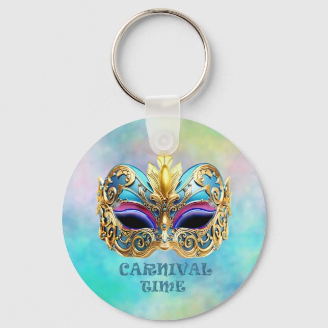 Exquisite venezianische Maske auf einem farbigen H Schlüsselanhänger (Vorderseite)