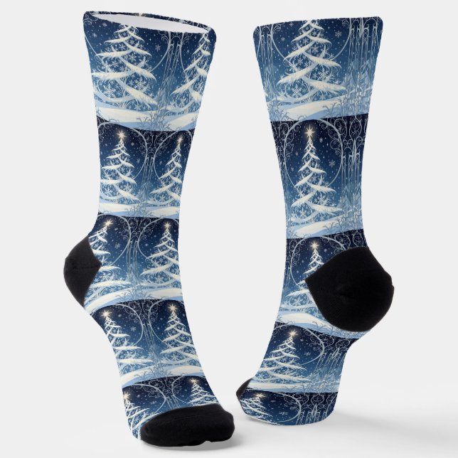 Exquisite Verzierte Weihnachts-Yulebaum Socken (Gewinkelt)