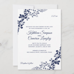 Exquisite Vines Hochzeitseinladung Marineblau Einladung