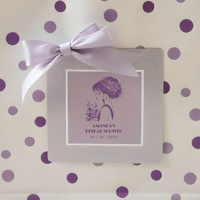 Exquisite Vintage Retro Bride 20s Silhouette  Gummistempel (Exquisite Vintage Retro Bride Silhouette Rubber Stamps for Bridal Shower.)