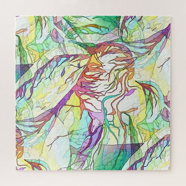 Exquisite Wasserfarben Linear zeitgenössisch Abstr Puzzle (Horizontal)