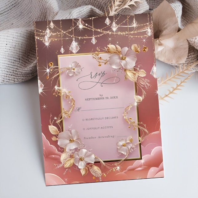 Exquisite Whimsical Wolken und Sterne Hochzeit RSVP Karte (Von Creator hochgeladen)