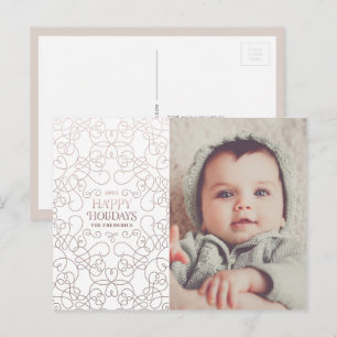 Exquisite Wirbel in Bronze Weihnachten Postkarte