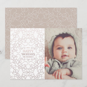 Exquisite Wirbel in Bronze Weihnachtskarte Einladung