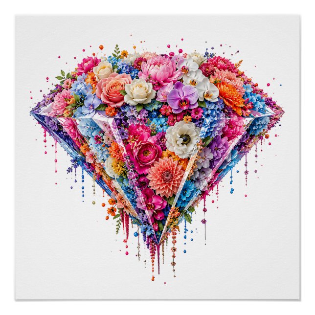 Exquisites Diamantdesign mit tropfender Kunst Poster (Vorderseite)