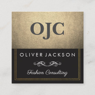 Exquisites Gold Leder mit Doppelarbeit Quadratische Visitenkarte