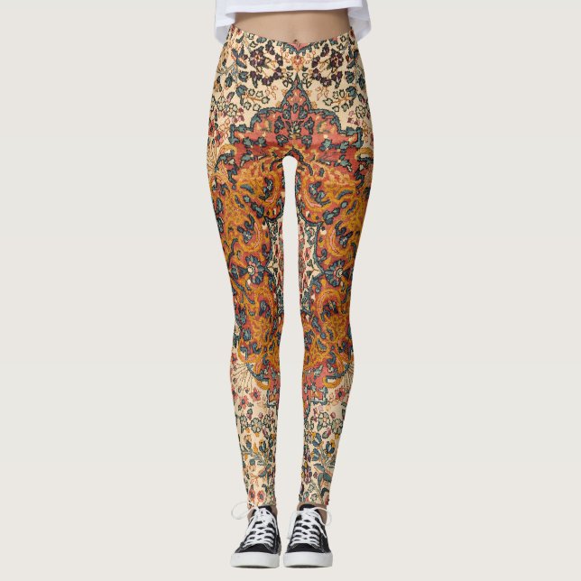 Exquisites Vintages Persisches Rug-Muster Leggings (Vorderseite)