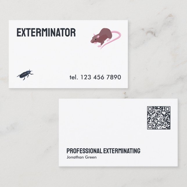 Exterminator Pest Kontrolle QR Visitenkarte (Vorne/Hinten)