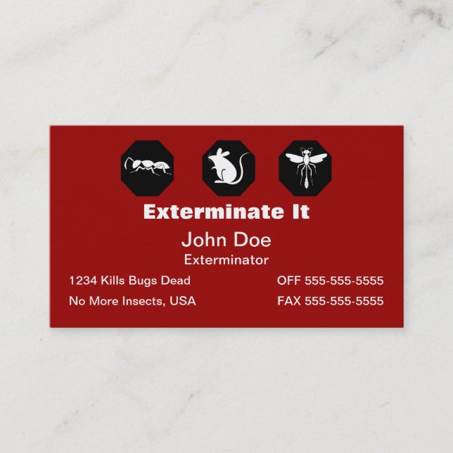 Exterminator-Visitenkarte Visitenkarte (Vorderseite)
