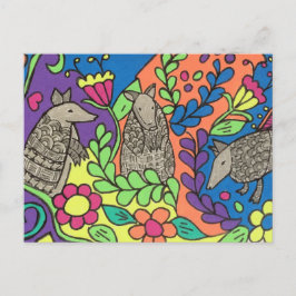 Extra Bright Whimsical Armadillos Postcard Postkarte