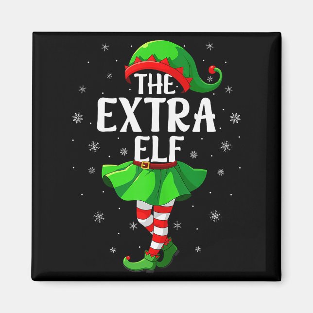 Extra Elf Christmas Girls Women Elf Squad Xmas Fam Magnet (Vorne)
