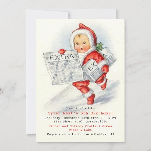 Extra Extra Urlaub Geburtstagsparty Einladung (Vorderseite)