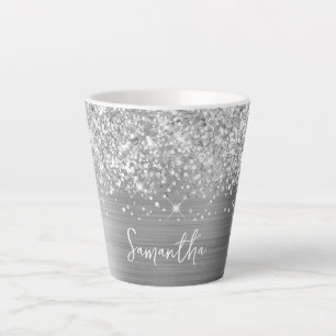 Extra Funkelnd Silver Glam Script-Name Milchtasse