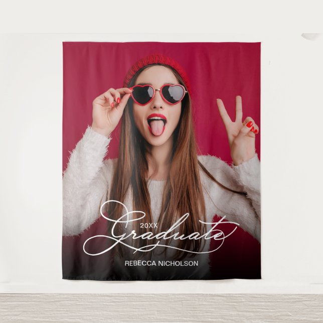 Extra große Abschlussfeier-Fotobooth-Hintergrund Wandteppich (Vorderseite)