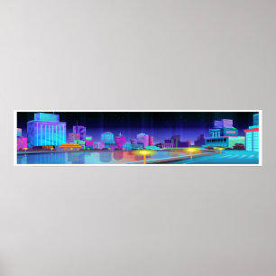 Extra große City Night Scene Panorama Art Poster