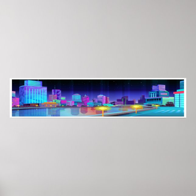 Extra große City Night Scene Panorama Art Poster (Vorne)
