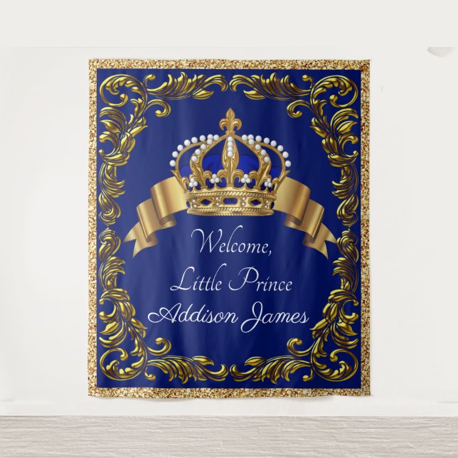 Extra große Royal Blue Gold Prince Baby Hintergrun Wandteppich (Vorderseite)