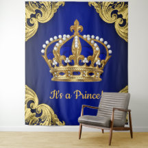 Extra große Royal Blue Gold Prince Crown Hintergru
