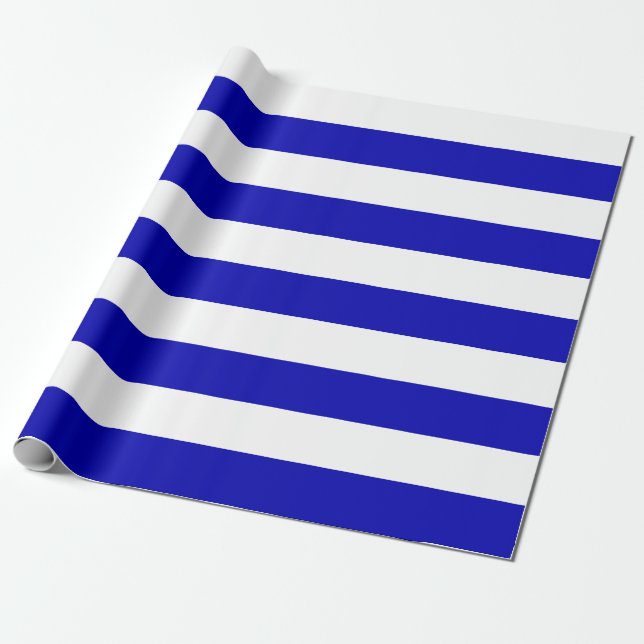 Extra große Royal Blue und White Streifen Geschenkpapier (Ungerollt)