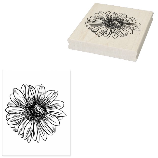 Extra große Sonnenblumenblüte Blütenblüte botanisc Gummistempel (Stempel)