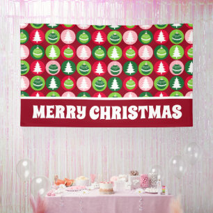 Extra große Vintage-Weihnachtsbäume und -Ornamente Banner
