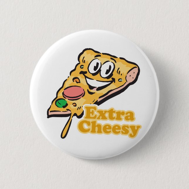 Extra-Käse-Pizza-Stück Button (Vorderseite)