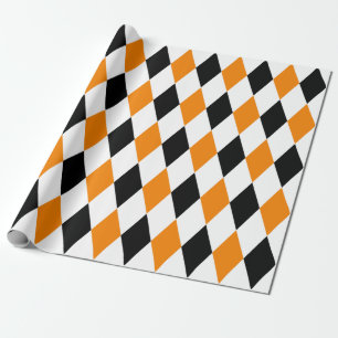 Extra Large Black, Orange und White Harlequin Geschenkpapier