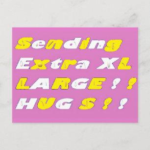 Extra Large Hugs Design rosa gelb weiße Grafiken Postkarte