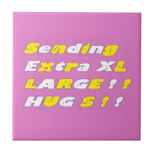 Extra Large Hugs Design rosa-gelbe Grafik Fliese (Vorderseite)
