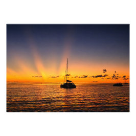 Extra Large Karibik-Sonnenuntergang-Segelboot-Foto Fotodruck