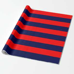 Extra Large Navy Blue und Red Strips Geschenkpapier
