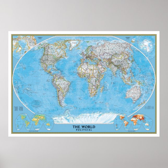 Extra Large Political World Map Plakatdruck Poster (Vorne)