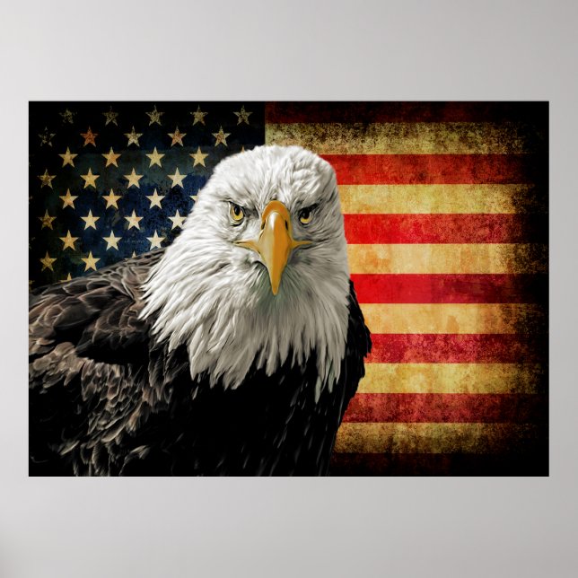 Extra Lg. Leistungsstarkes US-Adler-Flag-Poster Poster (Vorne)