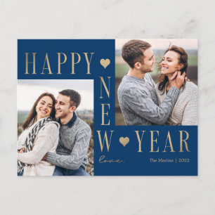 Extra Liebe Moderne Happy New Year Foto Postkarte