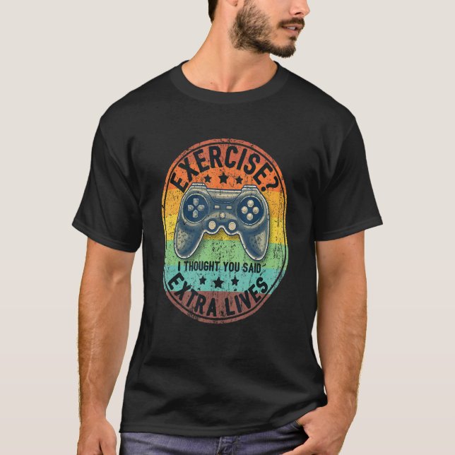 Extra Live Video Game Controller Retro Gamer Boy T-Shirt (Vorderseite)