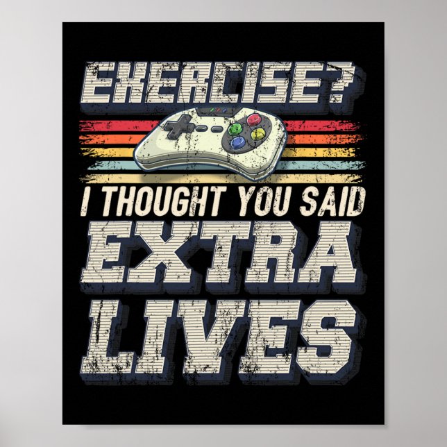Extra Lives Funny Video Game Controller Retro Game Poster (Vorne)