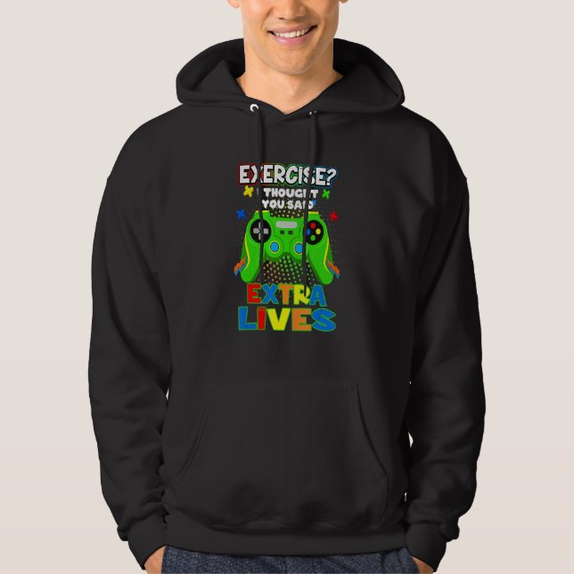 Extra Lives Video Game Controller Retro Gamer Boys Hoodie (Vorderseite)