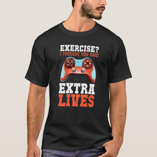 Extra Living Video Game Controller Retro Gamer Boy T-Shirt (Vorderseite)