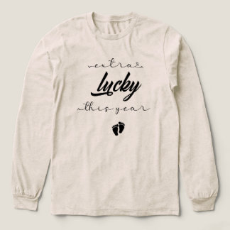 "Extra Lucky This Year" Pregnancy Announcement Gif Tri-Blend Shirt