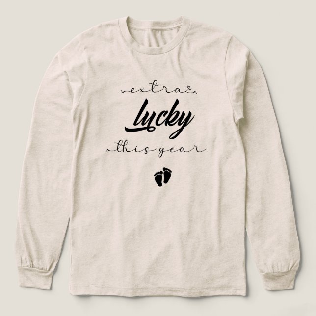 "Extra Lucky This Year" Pregnancy Announcement Gif Tri-Blend Shirt (Design Vorderseite)