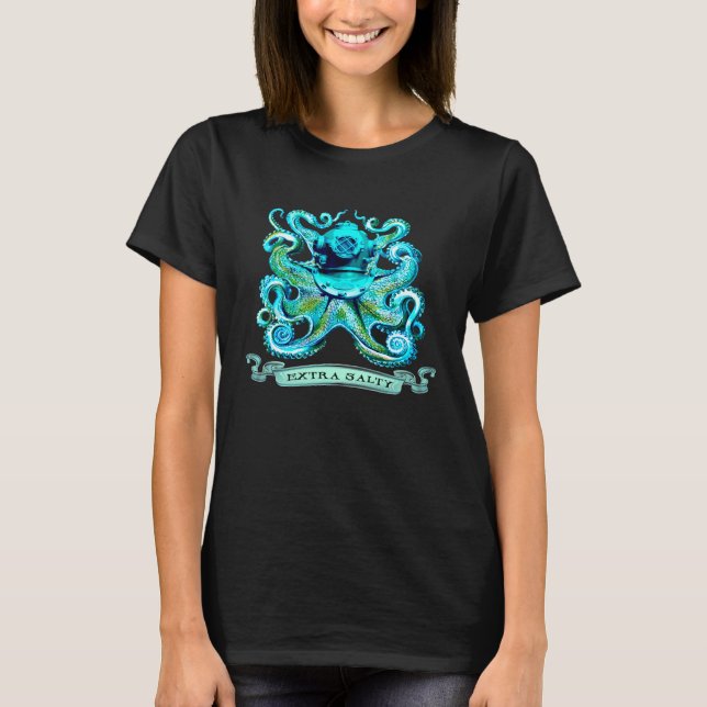 Extra Salty Scuba Diver Octopus Deep Sea Diving Oc T-Shirt (Vorderseite)