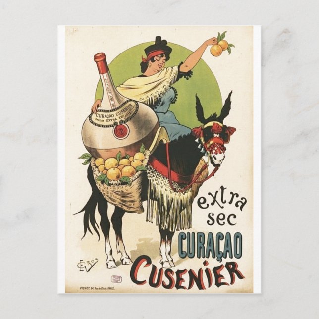 "Extra Sec. Curaçao Cusenier" Werbung Liquer Postkarte (Vorderseite)