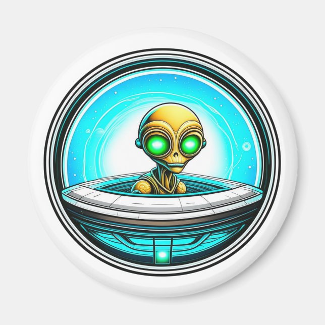 Extra-Terrestriale Alien mit einem UFO Magnet (Vorne)